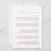 Elegante minimalistische ivoor bruiloft details op kaart (Achterkant)