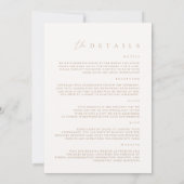 Elegante minimalistische ivoor bruiloft details op kaart (Achterkant)