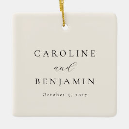 Elegante minimalistische ivoor crème aangepaste na keramisch ornament