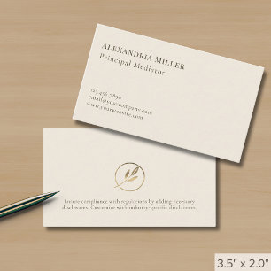 Elegante minimalistische ivoor Gold Leaf Logo Visitekaartje