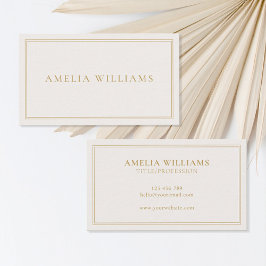 Elegante minimalistische ivoor gouden twee rand visitekaartje