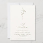Elegante minimalistische ivoor & olijf bloemenbrui kaart (Voorkant)