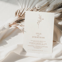 Elegante minimalistische ivoor & roest bloemenbrui kaart