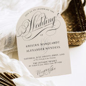 Elegante minimalistische ivoor & zwarte boog bruil kaart