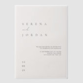 Elegante minimalistische ivoren bruiloft vellum ui vellum uitnodigingen (Voorkant)