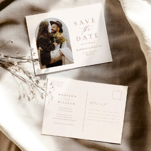 Elegante minimalistische ivoren foto bewaar de dat briefkaart