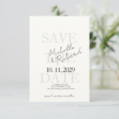 Elegante Minimalistische Ivoren Krachtige Script S Save The Date (Staand voorkant)