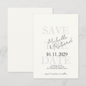 Elegante Minimalistische Ivoren Krachtige Script S Save The Date (Voorkant / Achterkant)