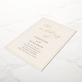 Elegante Minimalistische Ivoren Script Bruiloft Go Folie Uitnodiging (Gedraaid)