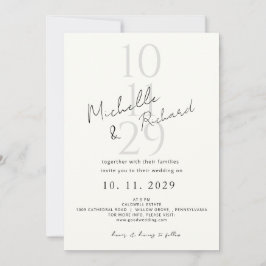 Elegante Minimalistische Ivoren Trouwkaart met Vet Kaart