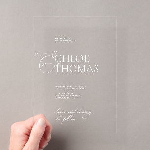 Elegante Minimalistische Kalligrafie Bruiloft Acryl Uitnodigingen