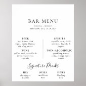 Elegante Minimalistische Kalligrafie Bruiloft Bar  Poster (Voorkant)