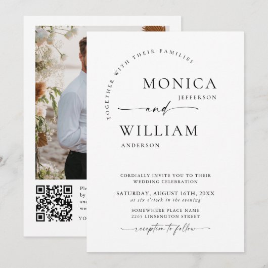 Elegante minimalistische kalligrafie bruiloft één  kaart (Voorkant / Achterkant)