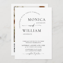 Elegante minimalistische kalligrafie bruiloft één  kaart