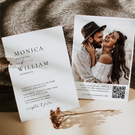 Elegante minimalistische kalligrafie bruiloft FOTO Kaart