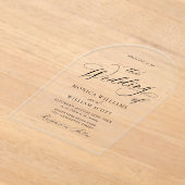 Elegante minimalistische kalligrafie bruiloft QR-c Acryl Uitnodigingen (Laagn)