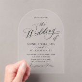 Elegante minimalistische kalligrafie bruiloft QR-c Acryl Uitnodigingen (Insitu (Draagbaar))