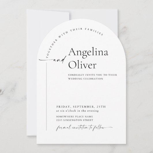 Elegante minimalistische kalligrafie bruiloft QR-c Kaart (Voorkant)