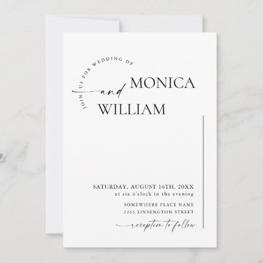 Elegante minimalistische kalligrafie bruiloft QR-c Kaart (Voorkant)