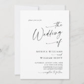 Elegante minimalistische kalligrafie bruiloft QR-c Kaart (Voorkant)