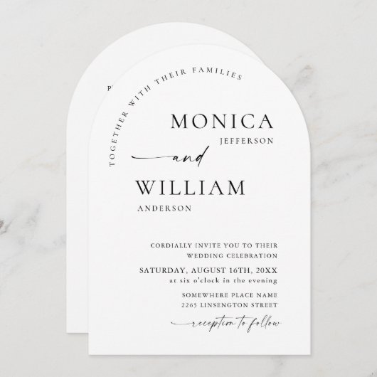 Elegante minimalistische kalligrafie bruiloft QR-c Kaart (Voorkant / Achterkant)