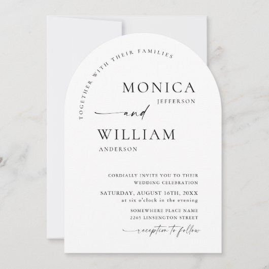 Elegante minimalistische kalligrafie bruiloft QR-c Kaart (Voorkant)