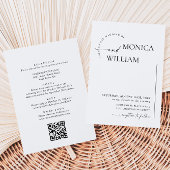Elegante minimalistische kalligrafie bruiloft QR-c Kaart