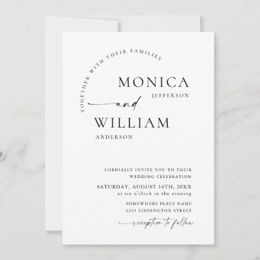 Elegante minimalistische kalligrafie bruiloft QR-c Kaart (Voorkant)