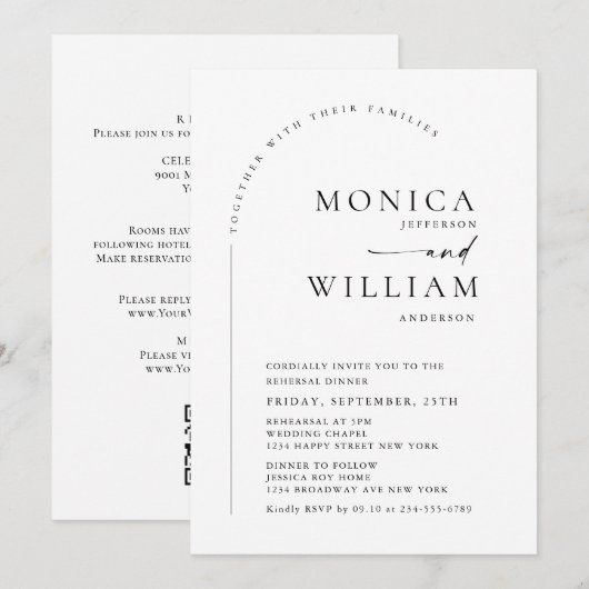 Elegante minimalistische kalligrafie bruiloft QR-c Kaart (Voorkant / Achterkant)