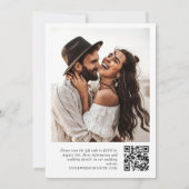 Elegante minimalistische kalligrafie bruiloft QR-c Kaart (Achterkant)