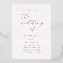 Elegante minimalistische kalligrafie bruiloft Roos Folie Uitnodiging