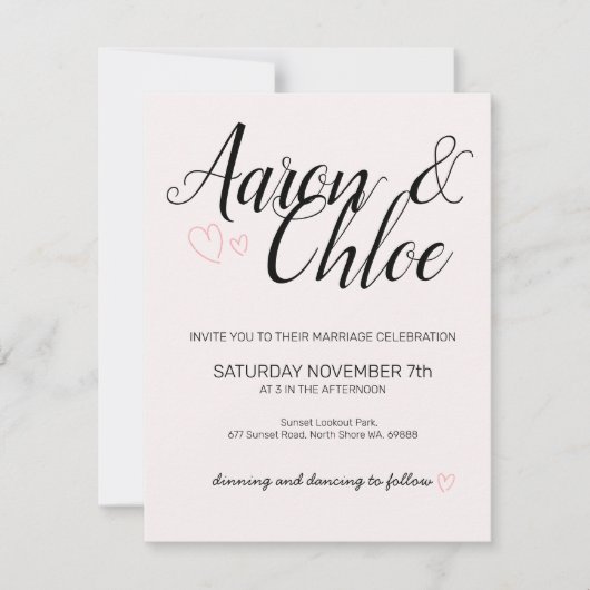 Elegante minimalistische kalligrafie bruiloftsinvi kaart (Voorkant)