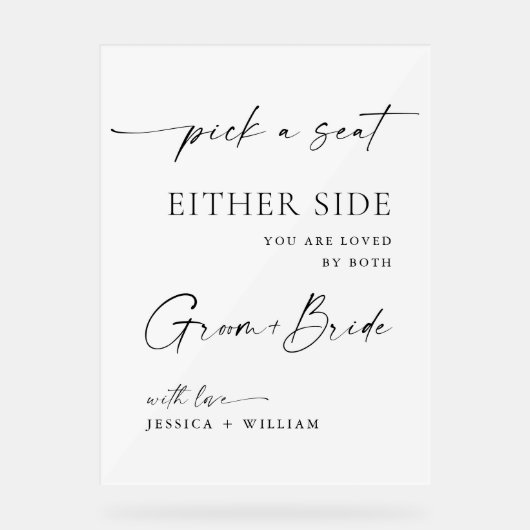 Elegante minimalistische kalligrafie huwelijkscere acryl bord (Voorkant)