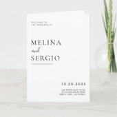 Elegante Minimalistische Kalligrafie Vouwde Trouw  Programma (Voorkant)