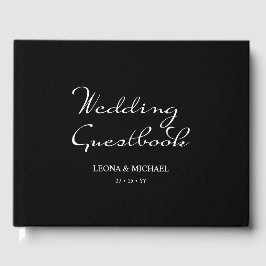 Elegante minimalistische kalligrafie zwart bruilof gastenboek