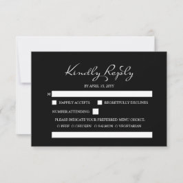 Elegante minimalistische kalligrafie zwart bruilof RSVP kaartje