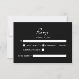 Elegante minimalistische kalligrafie zwart bruilof RSVP kaartje