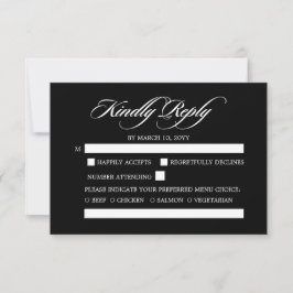 Elegante minimalistische kalligrafie zwart bruilof RSVP kaartje