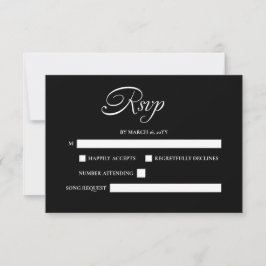 Elegante minimalistische kalligrafie zwart bruilof RSVP kaartje