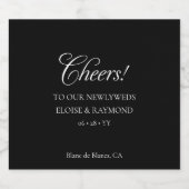 Elegante minimalistische kalligrafie zwart bruilof sparkling wijnetiket (Enkel label)