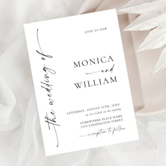 Elegante minimalistische kalligrafie zwart wit bru kaart