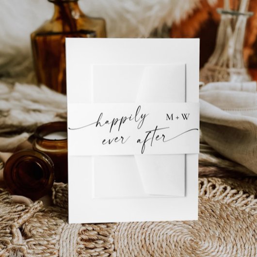 Elegante minimalistische kalligrafie zwart wit bru uitnodigingen wikkel