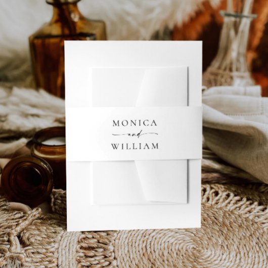 Elegante minimalistische kalligrafie zwart wit bru uitnodigingen wikkel