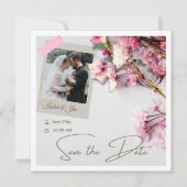 Elegante minimalistische kersbloesemroze save the date (Voorkant)