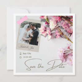 Elegante minimalistische kersroze kleur save the date