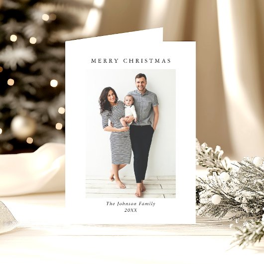 Elegante minimalistische kerst 2 foto QR code Feestdagen Kaart