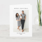 Elegante minimalistische kerst 2 foto QR code Feestdagen Kaart (Voorkant)