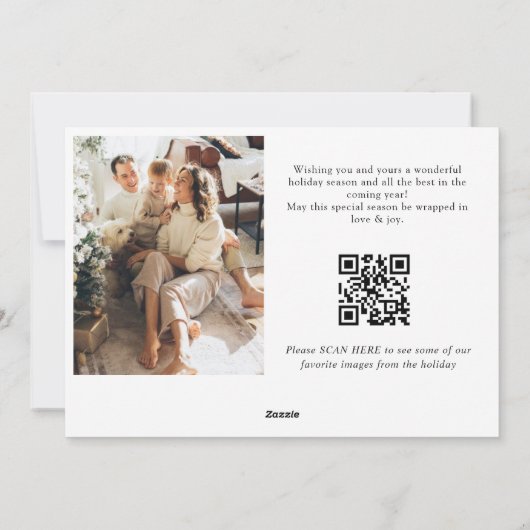 Elegante minimalistische kerst 2 foto QR code Feestdagenkaart (Achterkant)