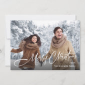 Elegante minimalistische kerst 2 foto QR code Feestdagenkaart (Voorkant)