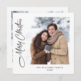 Elegante minimalistische kerst 2 foto QR code Feestdagenkaart